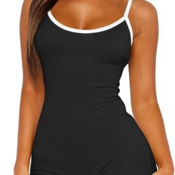Cute Pajamas for Women One Piece Sexy Romper Pjs U Neck Sleeveless Summer loungewear Soft Onesie Sleepwear