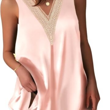 Womens Satin V Neck Nightgown Sleeveless Tank Sleepwear Nightdress