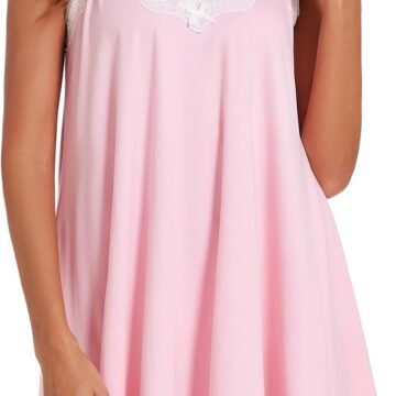 Nightgowns for Women Sexy Lace Sleepwear V Neck Short Night Gowns Sleeveless Chemise Nighty