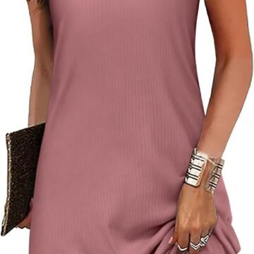 Sleeveless Nightgowns for Women Racerback Night Gowns Ribbed Knit Sleep Shirt Sexy V Neck Spaghetti Strap Dress