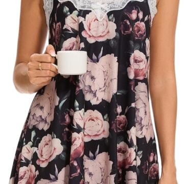 Nightgowns for Women Sexy Lace Sleepwear V Neck Short Night Gowns Sleeveless Chemise Nighty