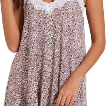 Nightgowns for Women Sexy Lace Sleepwear V Neck Short Night Gowns Sleeveless Chemise Nighty